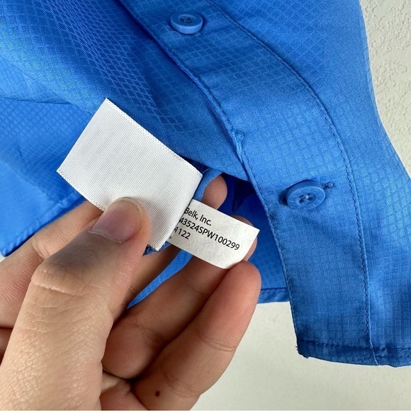 NEW Ocean Coast Bluetiful Blue Button Up Short Sleeve Shirt Size Medium - Picture 7 of 10